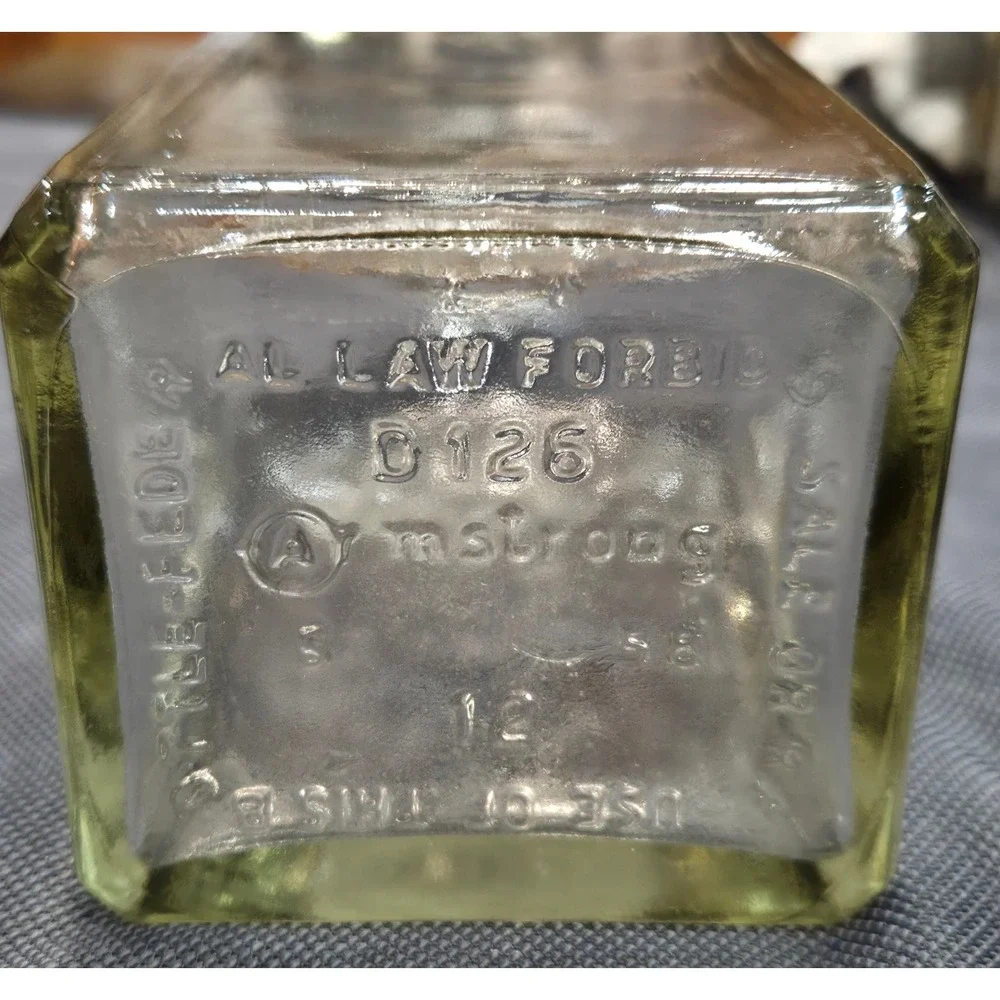 Vintage Armstrong Glass Liquor Decanter Etched Sailing Ship Federal Law Forbids